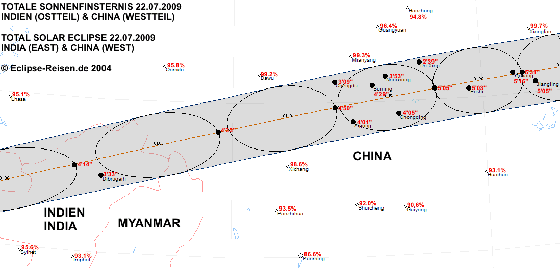Verlauf der Zentralzone durch West-China