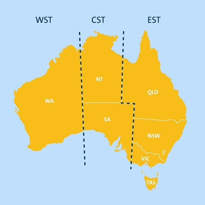Zeitzonen Australien Karte