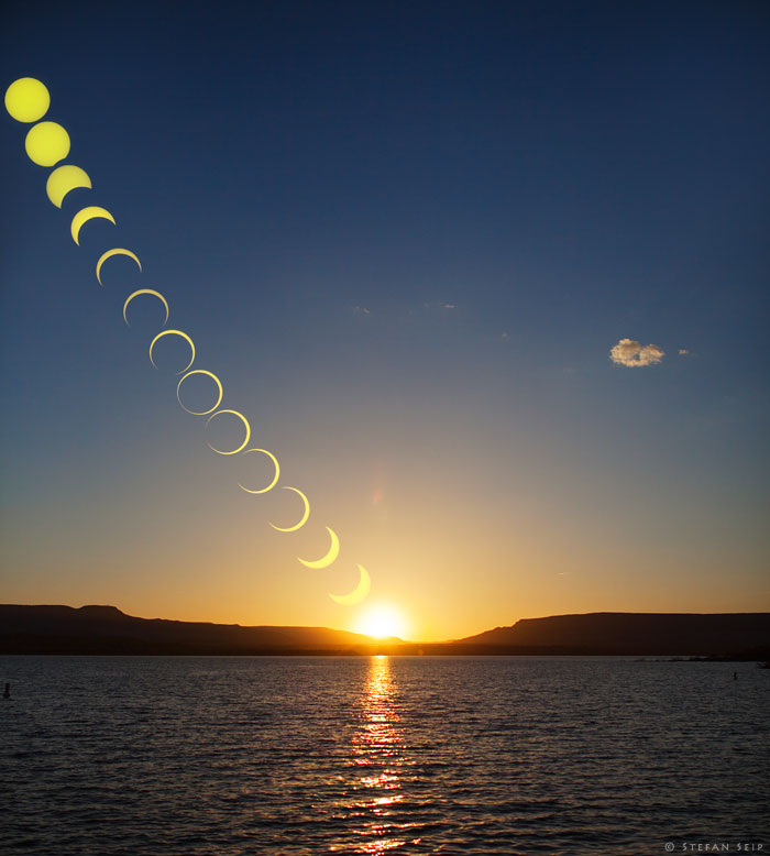 Verlauf einer Ringförmigen Sonnenfinsternis, aufgenommen von Stefan Seip, all rights reserved
