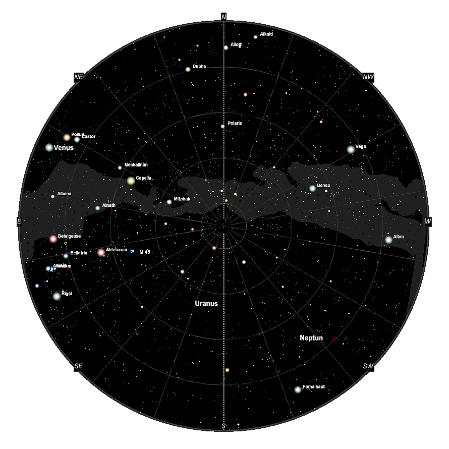 Nachthimmel über dem nördlichen Oregon Mitte August 2017 um 04.00 Uhr Ortszeit